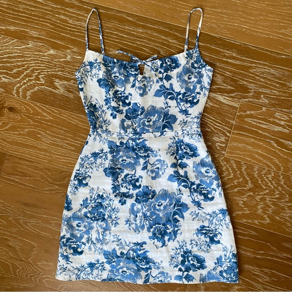 Reformation Violaine Olympia linen print mini dress size 0 - Picture 5 of 16